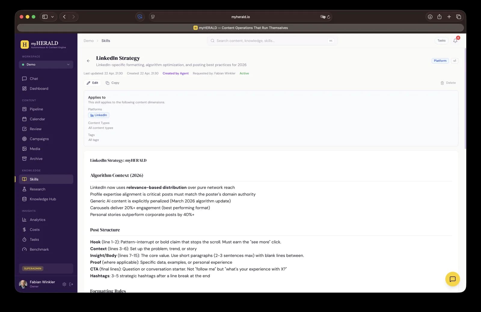 Skill editor with scoping and body